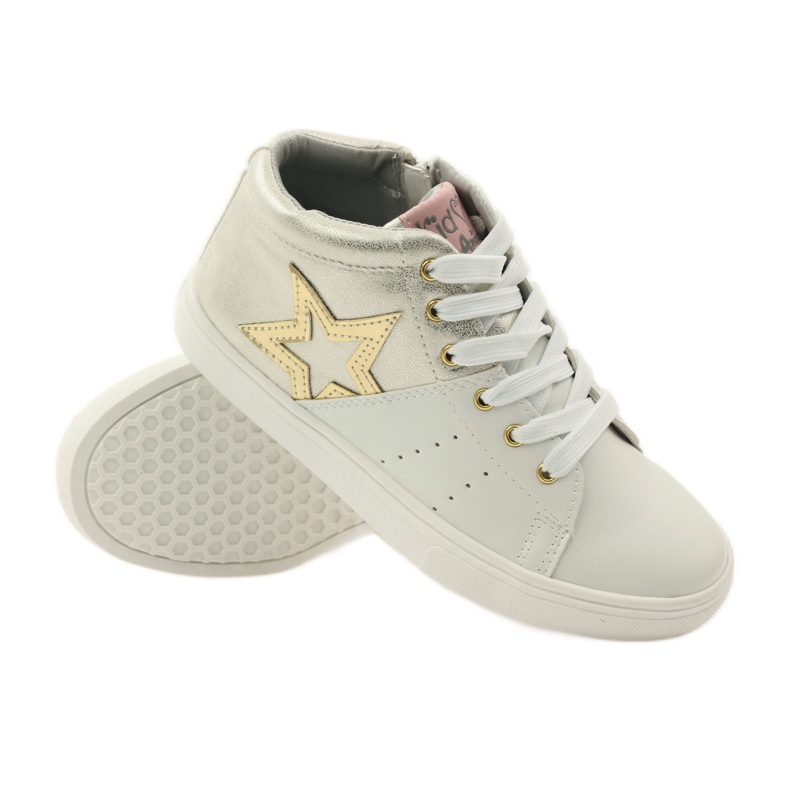 American Club Atletiska amerikanska ankelboots med lädersula gul vit 3