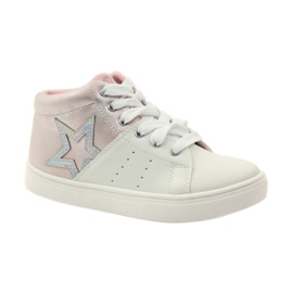 American Club Sportstövlar i amerikansk läderinnersula rosa grå vit 1