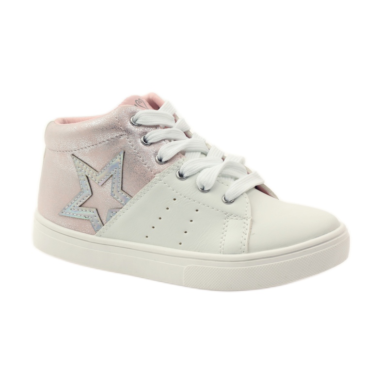 American Club Sportstövlar i amerikansk läderinnersula rosa grå vit 1