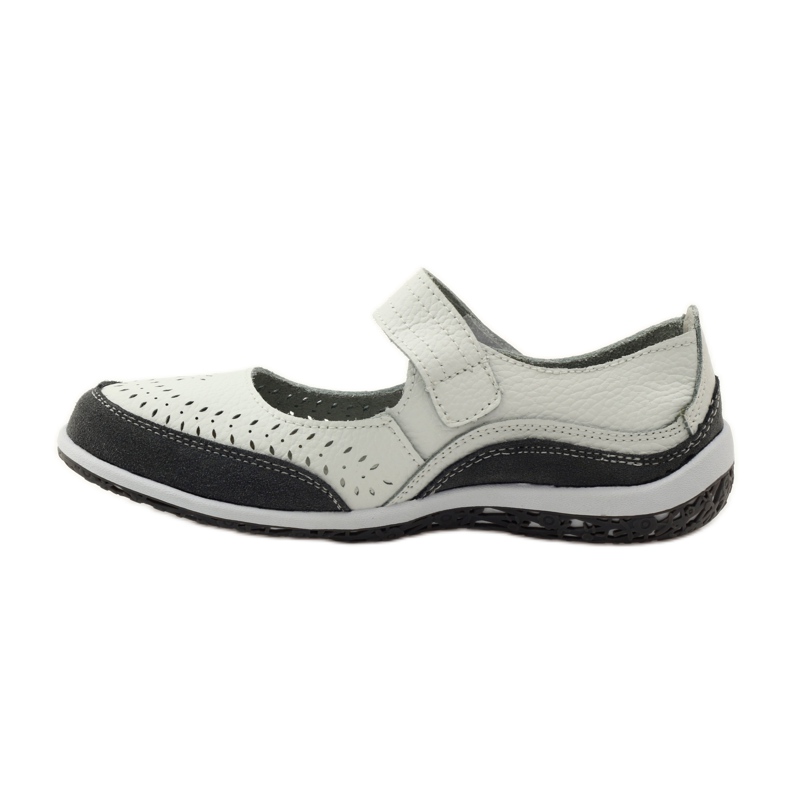 Filippo Ballerinor för kvinnor Vinceza i läder vit grå 2