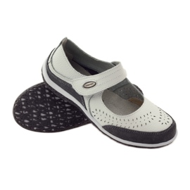 Filippo Ballerinor för kvinnor Vinceza i läder vit grå 3