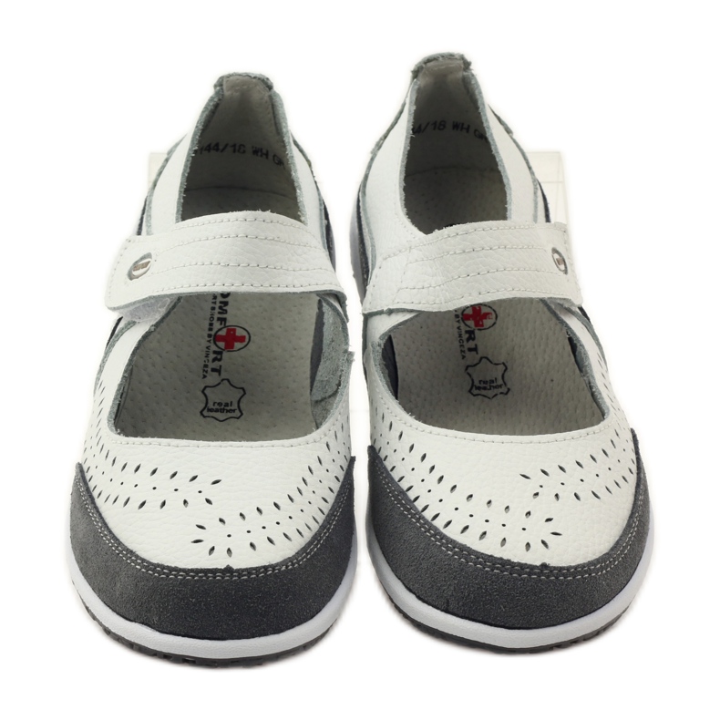 Filippo Ballerinor för kvinnor Vinceza i läder vit grå 4