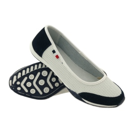 Ballerinor för kvinnor i läder Filippo vit marinblå 3