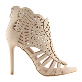 Öppen tå beige stövlar med öppen tå M286 Beige 1