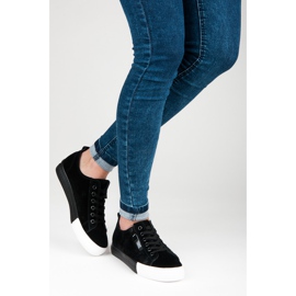 Sneakers i mocka på plattformen svart 2