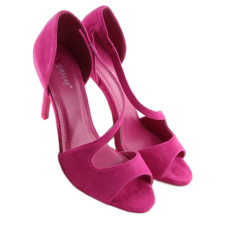 Pumpar exponerade asymmetrisk fuchsia rosa 2