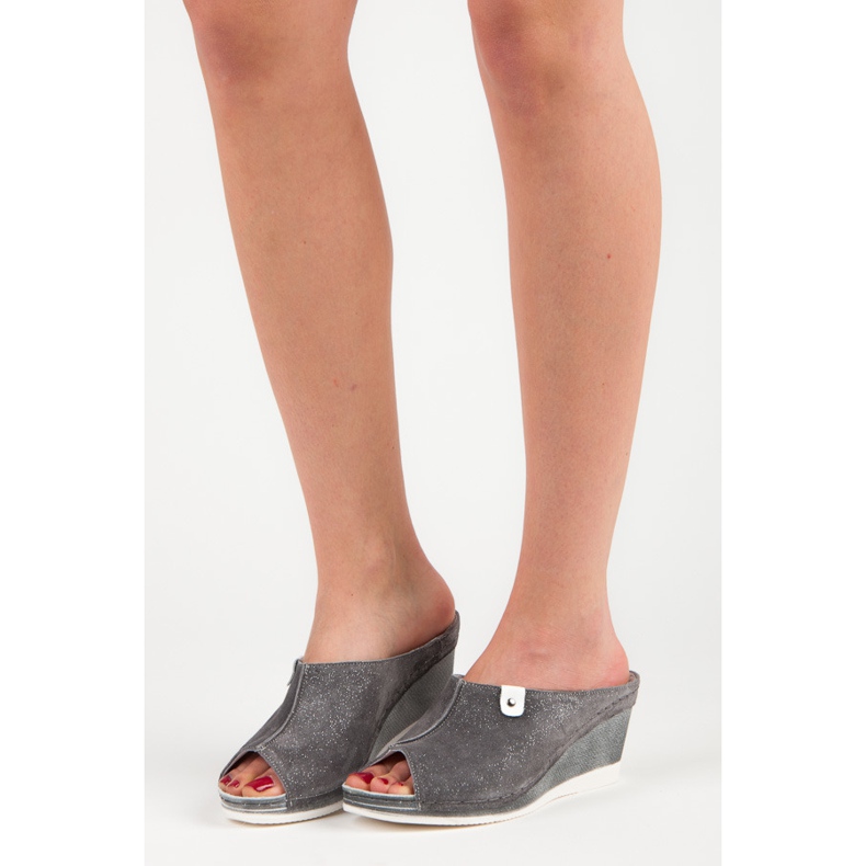 Vinceza Grå Wedge Tofflor 1