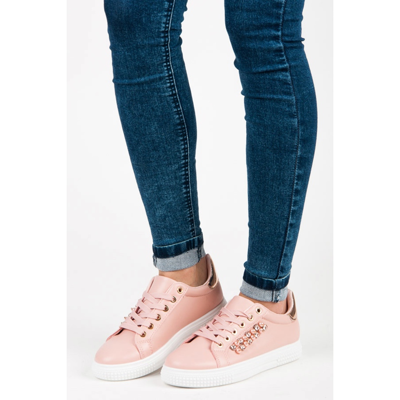 Rosa sneakers med pärlor 2