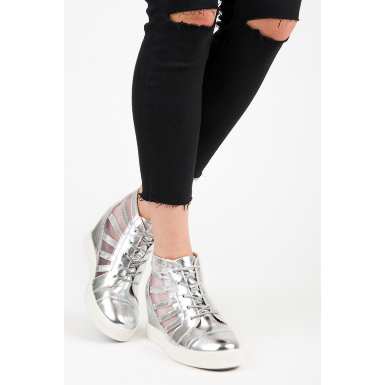 Kylie Silver Wedge Sneakers grå 1