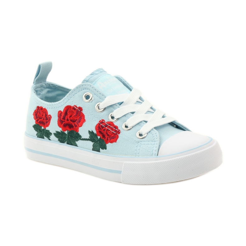 American Club Sneakers med broderade rosor American 17035 röd blå vit 1
