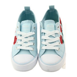 American Club Sneakers med broderade rosor American 17035 röd blå vit 4