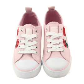American Club Sneakers med broderade rosor American 17035 rosa röd grön 4