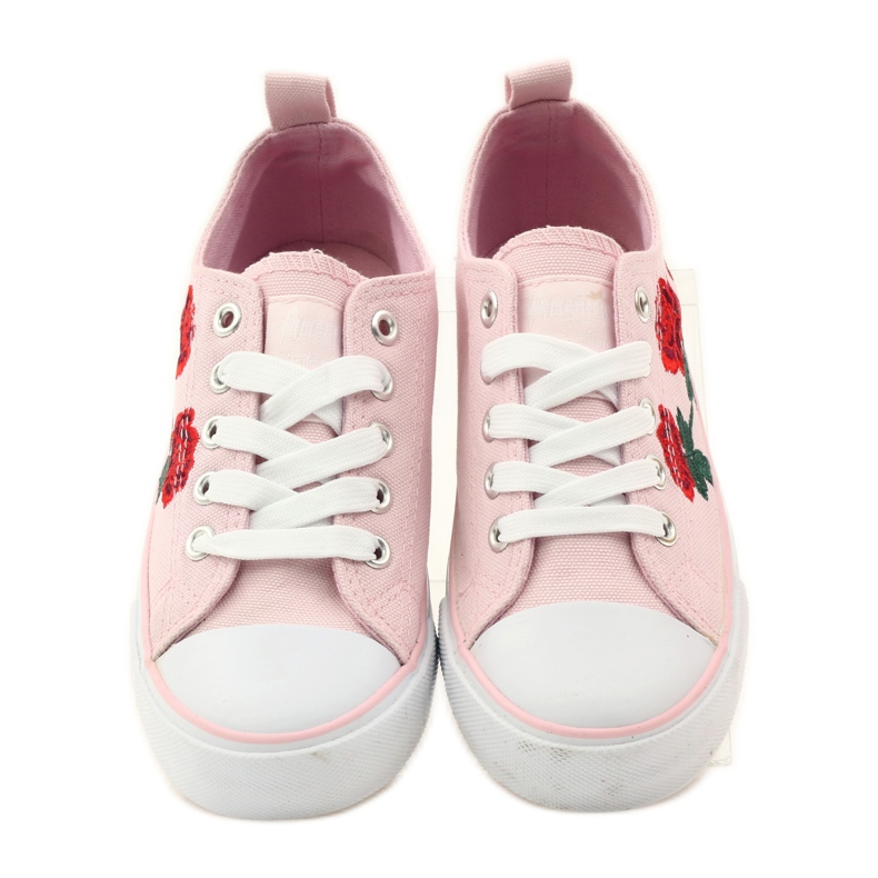 American Club Sneakers med broderade rosor American 17035 rosa röd grön 4