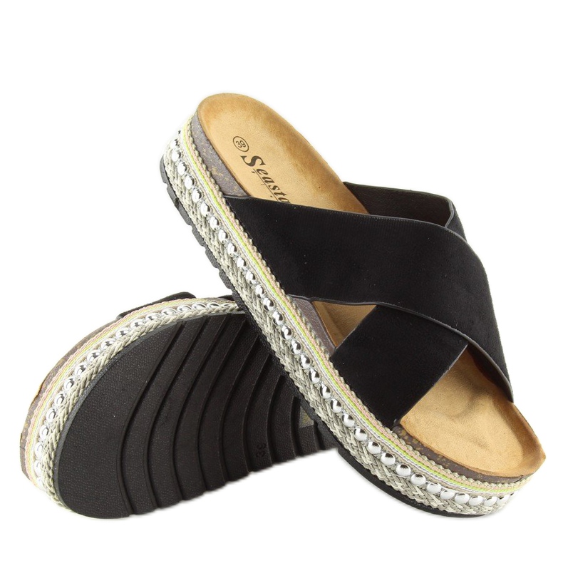 Svarta kvinnors svarta tofflor CK15P svarta 1