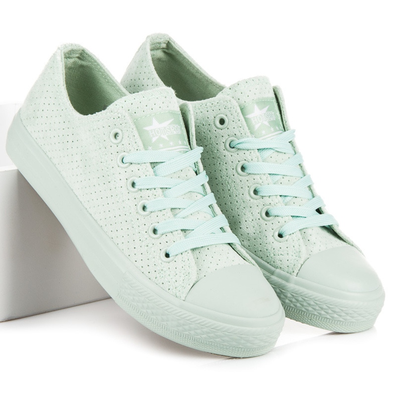 Mint sneakers i mocka grön 2