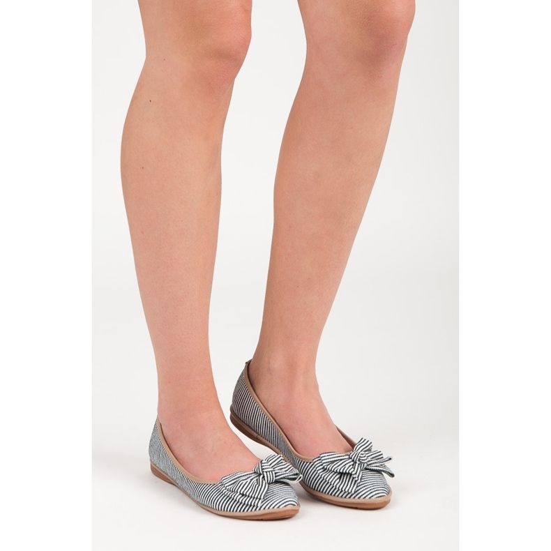 Seastar Ribbstickade ballerinor med rosett svart 1