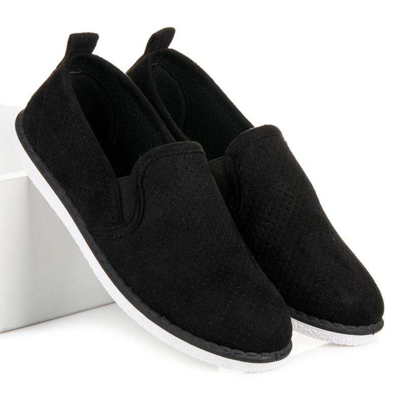 Bestelle Genombrutna slipons svart 2