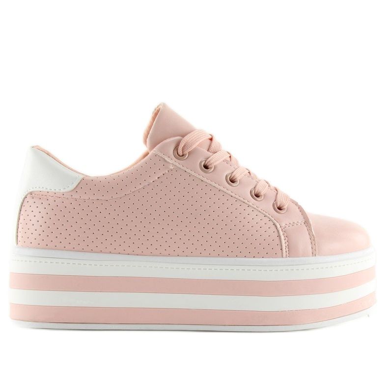 Rosa rosa sneakers på hög sula 1