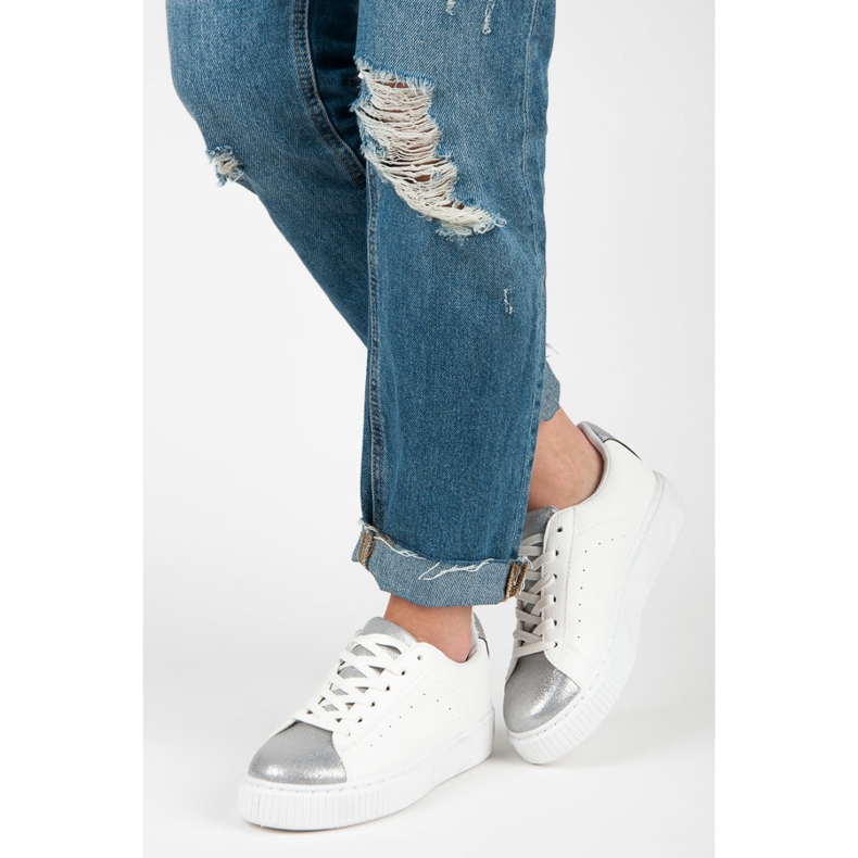 Snake Print Tied Sneakers vit 2
