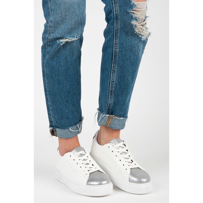 Snake Print Tied Sneakers vit 1