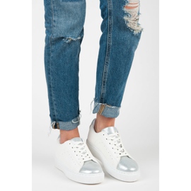 Knytna sneakers med ormtryck vit grå 1