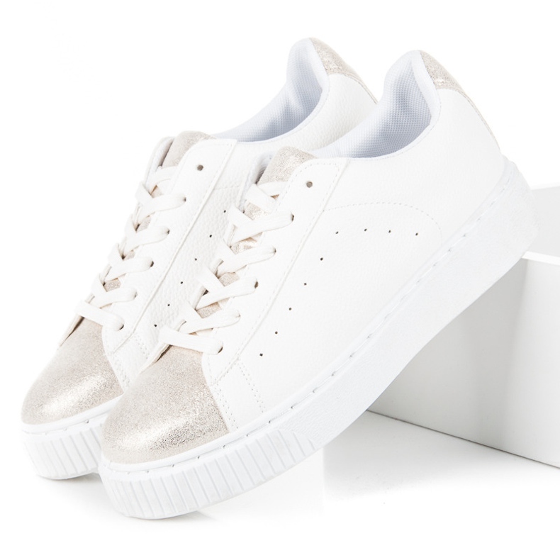 Knytna sneakers med ormtryck vit 2