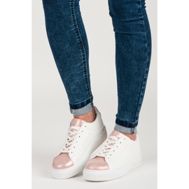 Knytna sneakers med ormtryck vit 2