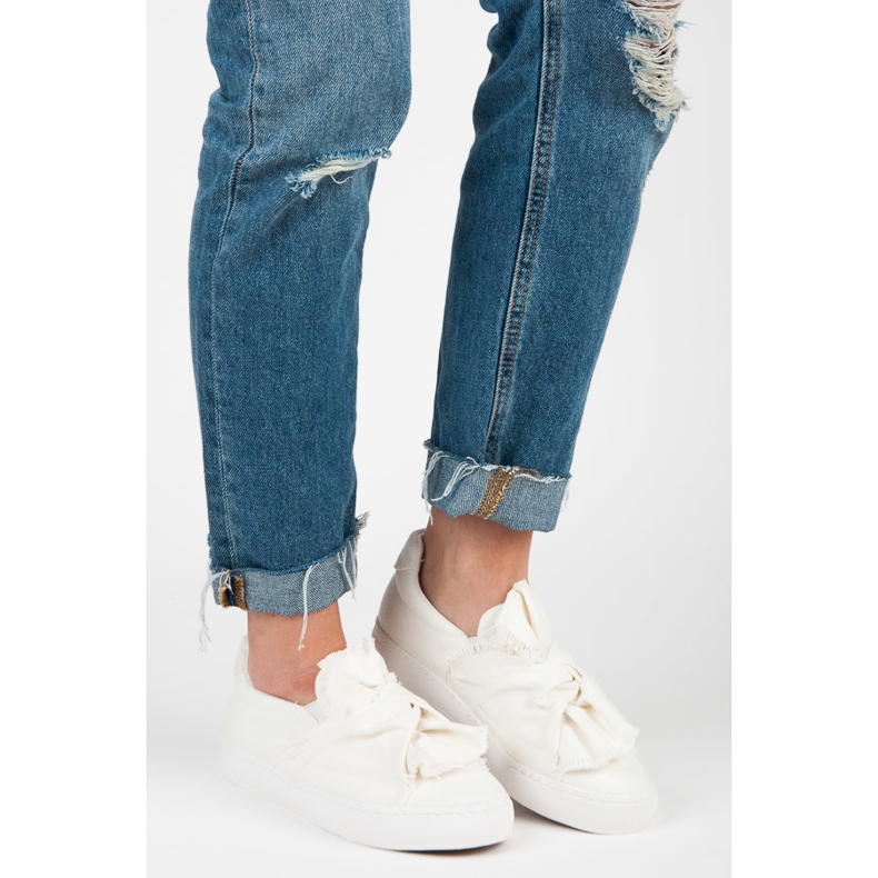 Slip-on sneakers med rosett vit 2