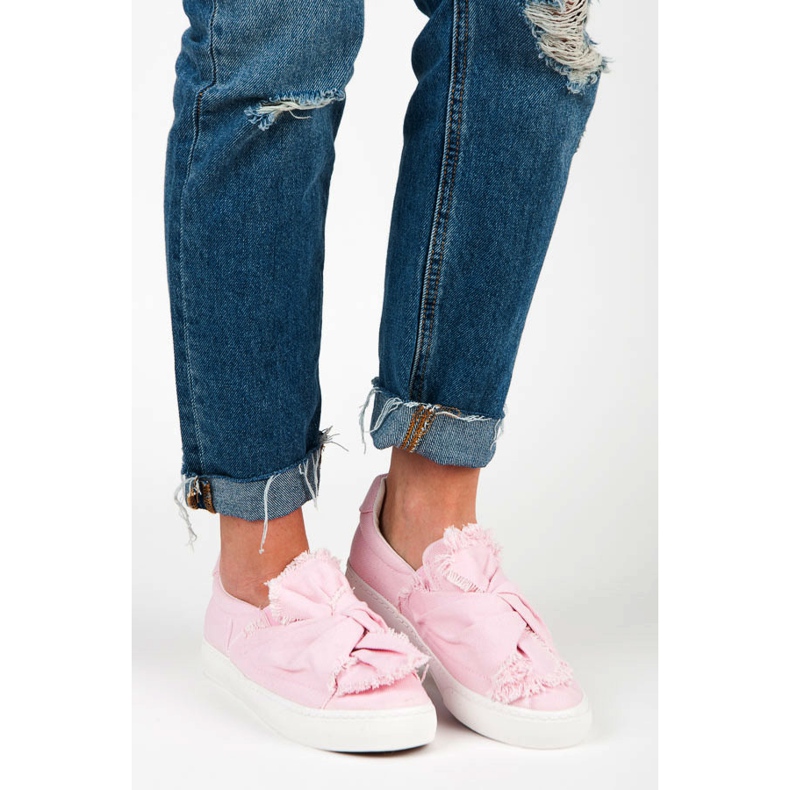 Slip-on sneakers med rosett rosa 2