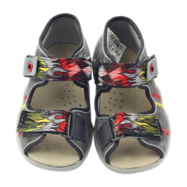 Befado barns tofflor sandaler läderinsats 350p073 för grå kardborrband 4