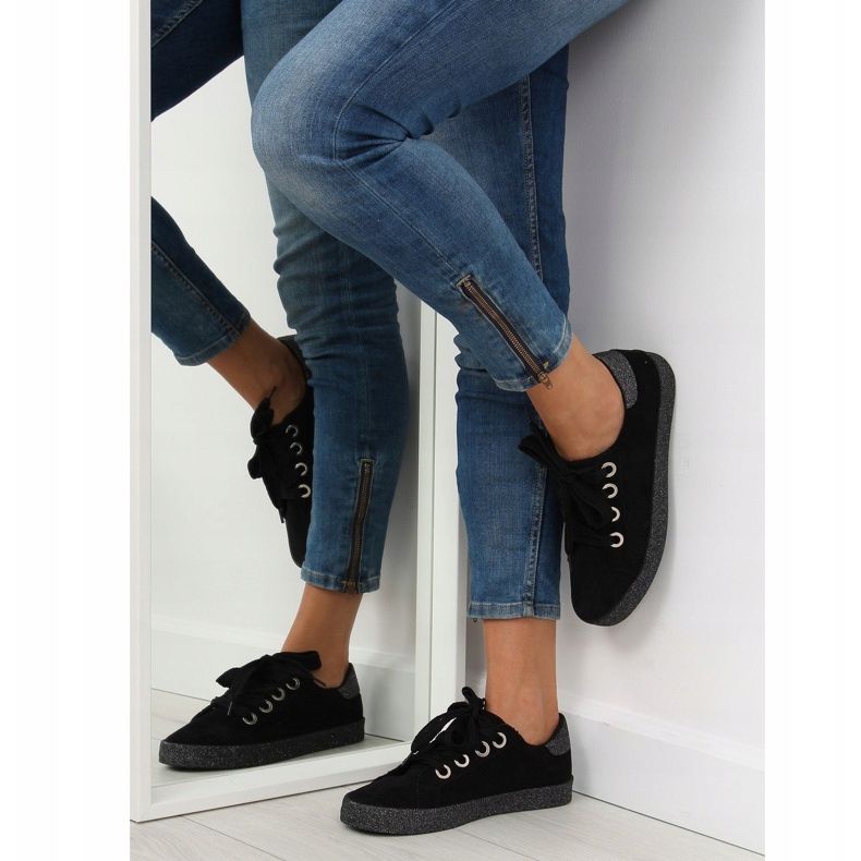 Svarta damsneakers AK03P Svarta grå 1