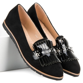 Seastar Loafers i mocka med fransar svart 1