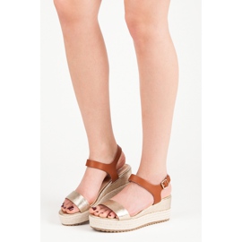 Seastar Wedge espadrillesandaler gul brun 1