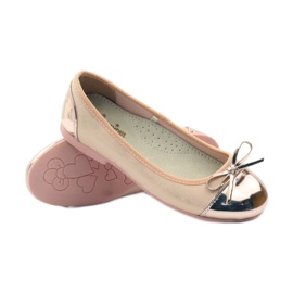 American Club Ballerinas pumpar med en amerikansk rosett rosa gul vit 3