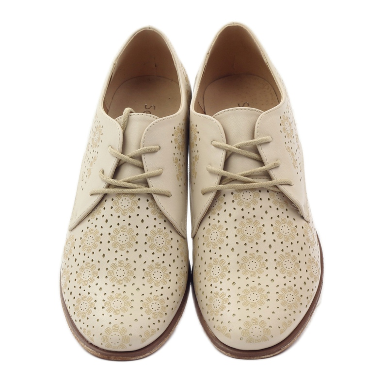 Sergio Leone Damskor med snygga blommor beige 4