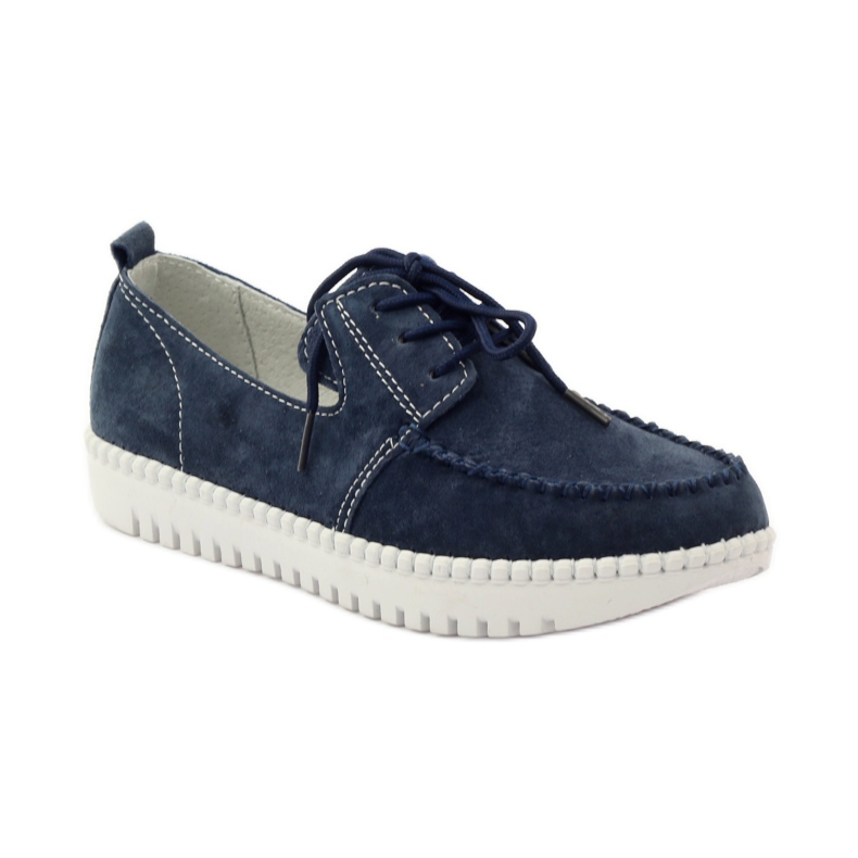Läder Creepers skor Filippo 020 marinblå 1