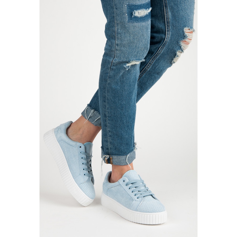 Seastar Sneakers i mocka på plattformen blå 2