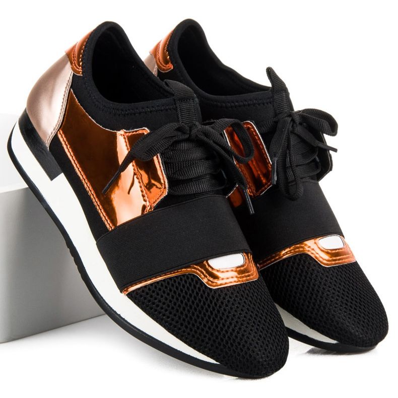 Mode sportskor svart gul 1