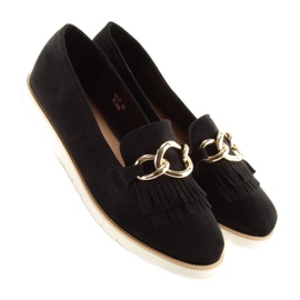 Svarta svarta loafers för kvinnor G237 svart 1
