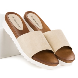 Vinceza tofflor i beige mocka 1