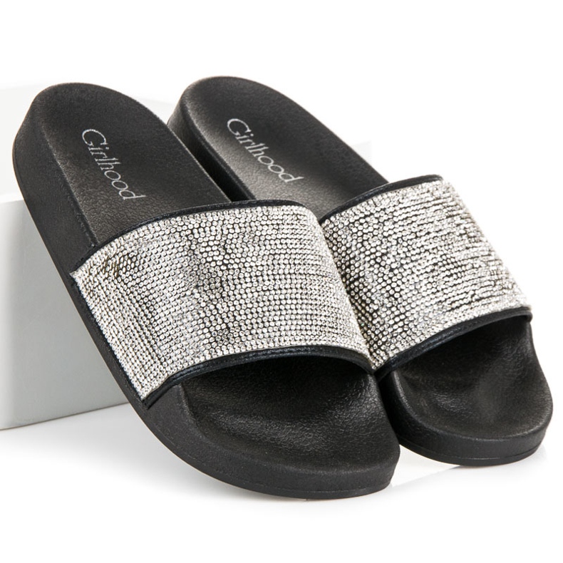Girlhood Svarta tofflor med kristaller 1