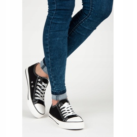 Kvinnors klassiska svarta bundna sneakers 2