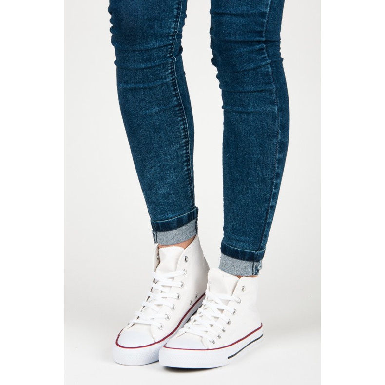 Sneakers med snörning ovanför ankeln vit 1