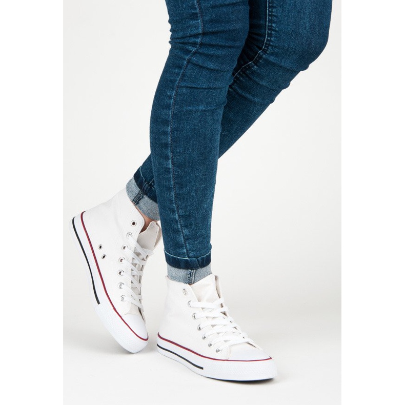 Sneakers med snörning ovanför ankeln vit 2