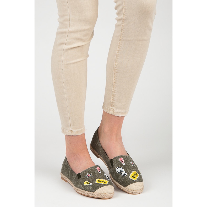 Bestelle Vårespadrillor med lappar grön 1