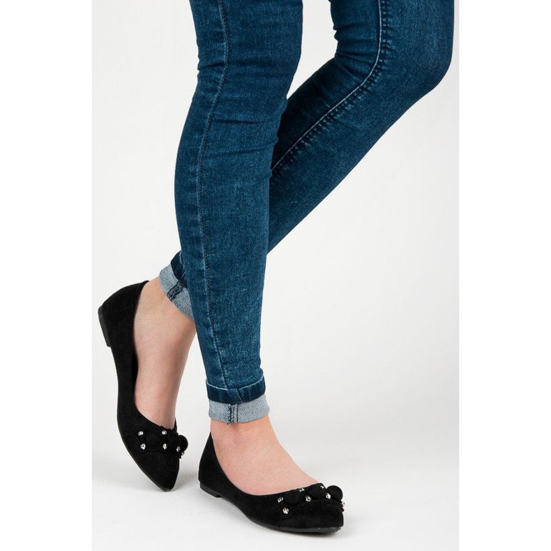 Seastar V-ringade ballerinor i mocka svart 2