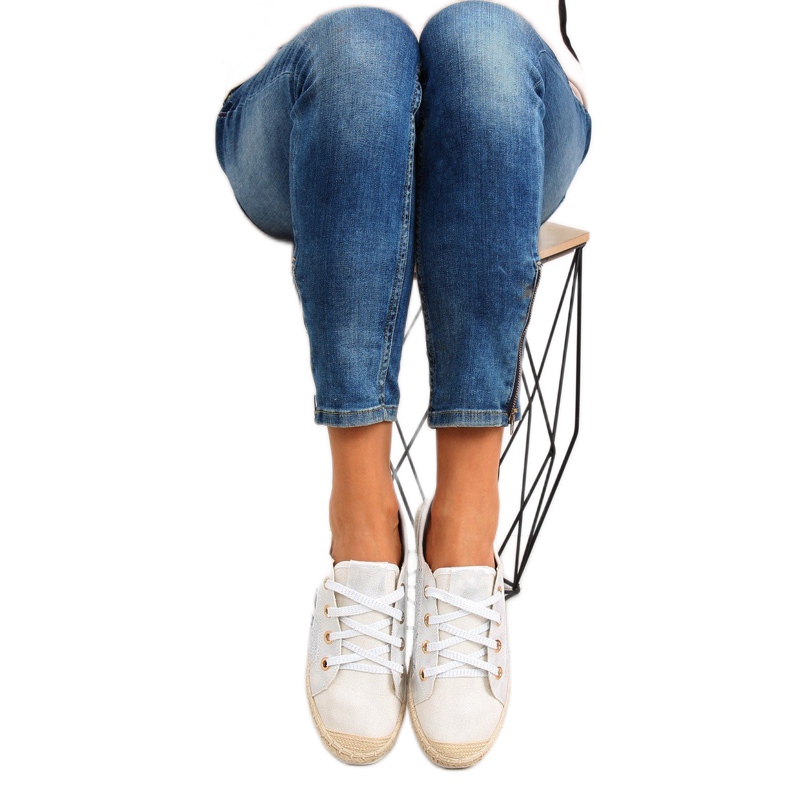 Vita espadrilles sneakers med snörning B-140 Vita 2