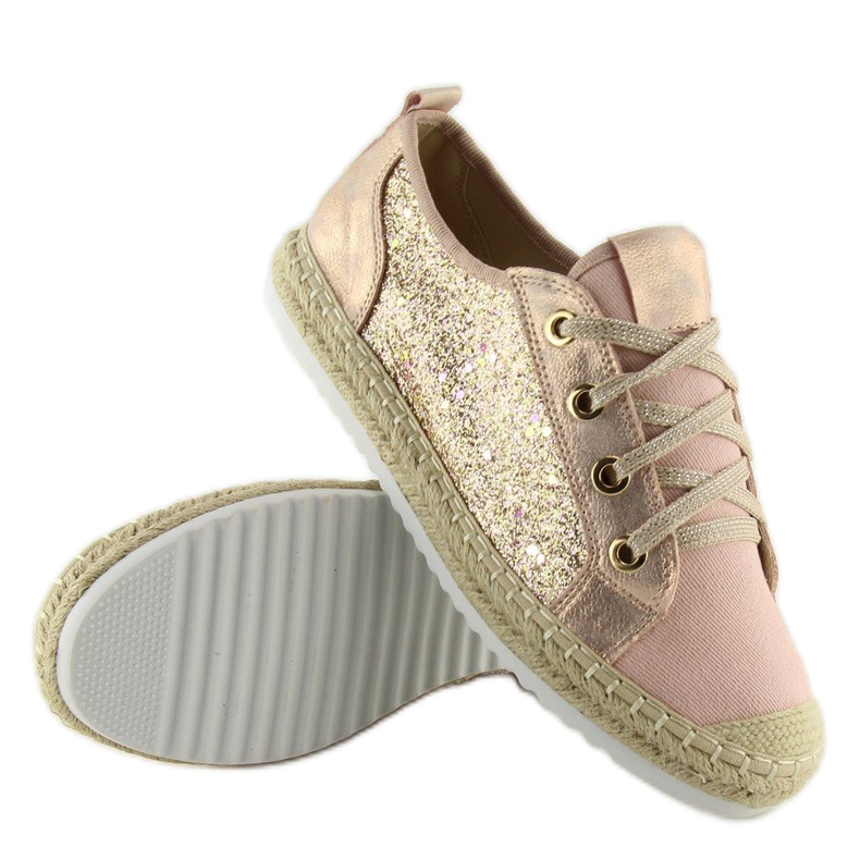 Rosa spetsade espadrilles sneakers B-140 Rosa 1
