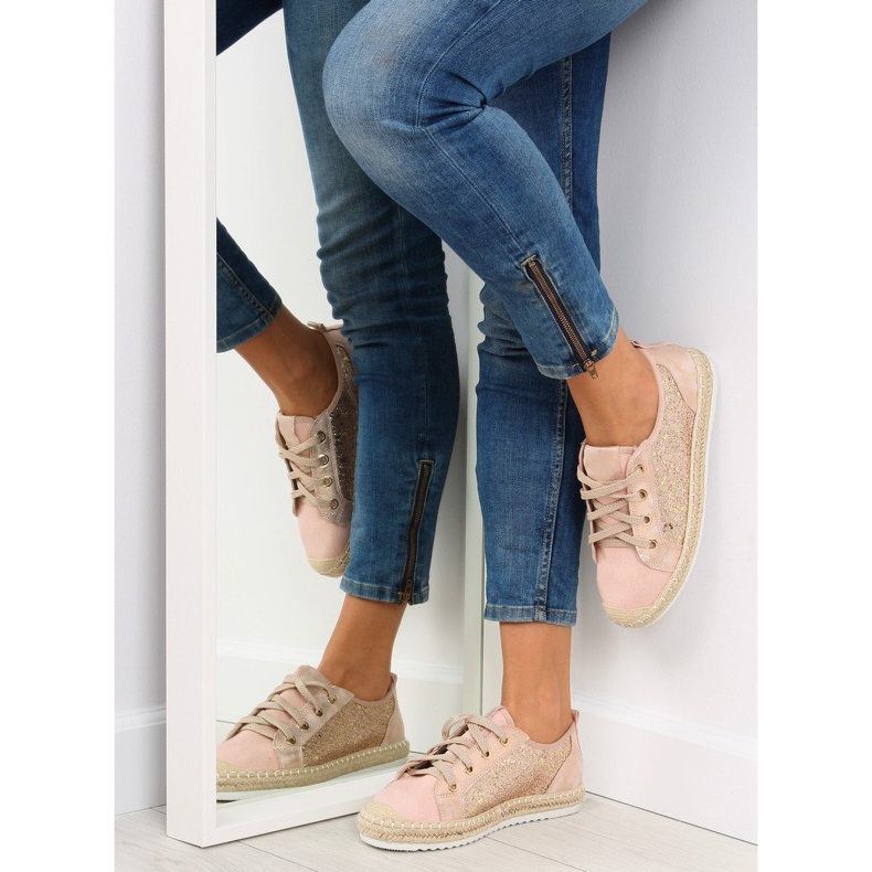 Rosa spetsade espadrilles sneakers B-140 Rosa 2