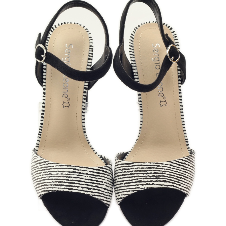 Sandaler på Sergio Leone 820 stolpen med ränder vit svart 4